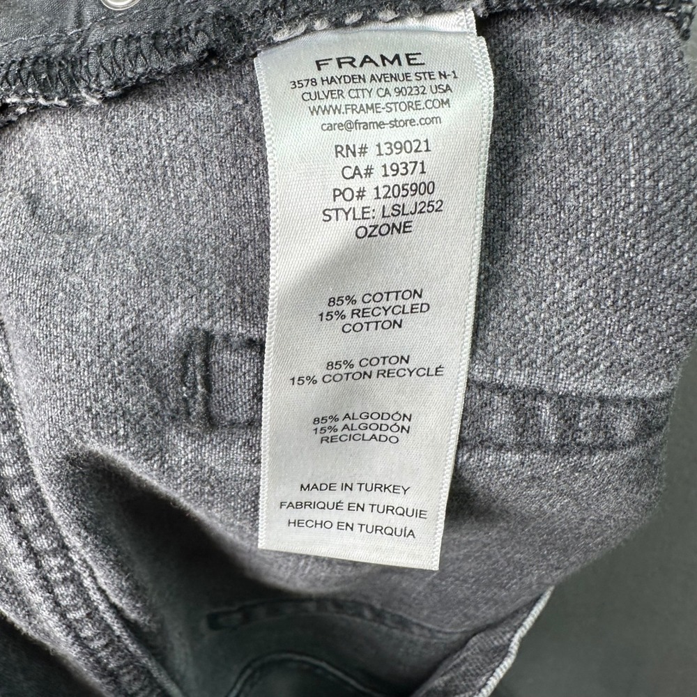 FRAME Le Slouch Ozone Jeans Straight Leg Button Fly Faded Black Grey Size 25 - Picture 4 of 12